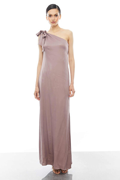 PAULMARK Rochie din satin cu un singur umăr cu detaliu de legare