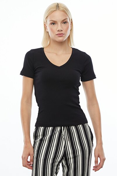 PAULMARK بودي نسائي أساسي برقبة على شكل حرف V