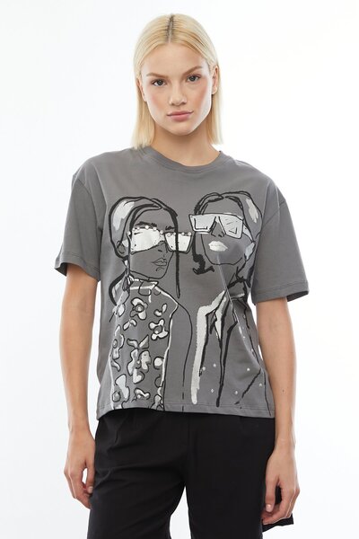 PAULMARK Μπλουζάκι Contrast με τύπωμα