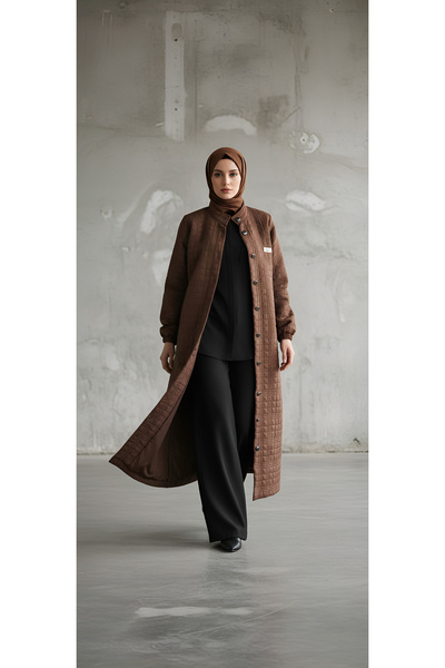 MODA TAM BOY TESETTÜR KAPİTONE UZUN KOLLU DÜĞMELİ FERACE