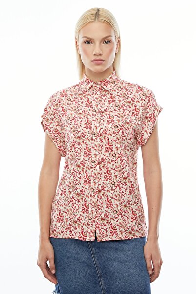 PAULMARK Women's Patterned Short Sleeve Shirt