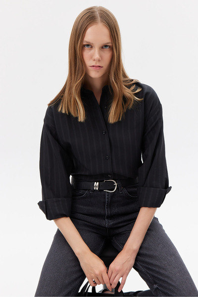 PAULMARK Kadın Çizgili Gömlek