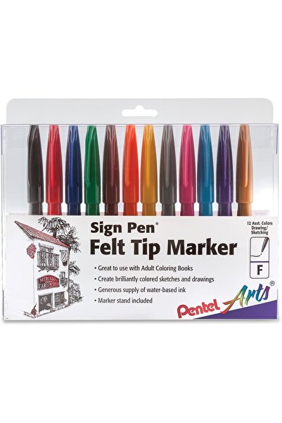Pentel Sign Pen, 12 Pack, Fine