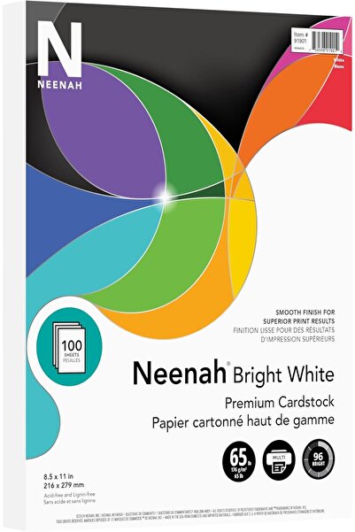 Neenah Premium Cardstock, 22 cm x 28 cm, 176 g/m², Bright White, 100 Sheets (91901)