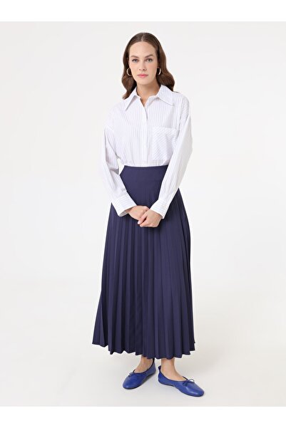 Refka Класична спідниця з крепової тканини з плісировкою - Синя -