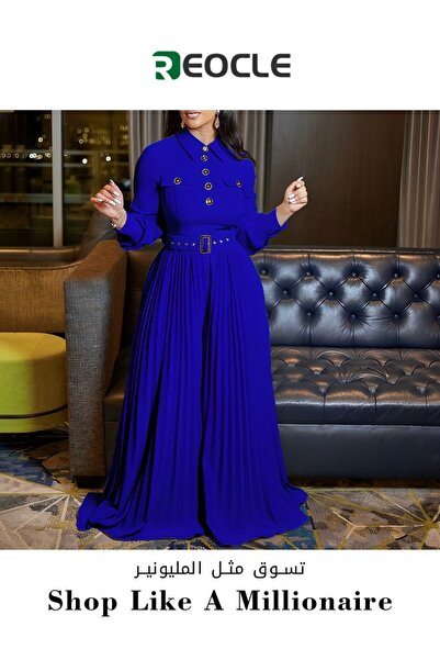 REOCLE New Long-sleeved Casual Loose Pleated Wide-leg Women's Fashion Elastic...