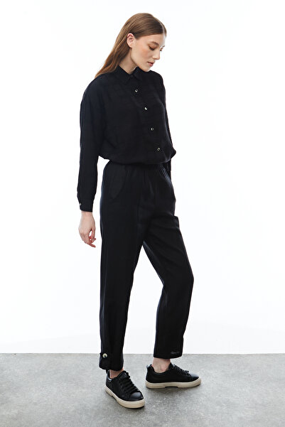 PAULMARK Linen Trousers with Leg Detail