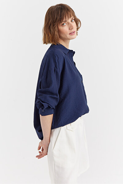 PAULMARK Γυναικείο πουκάμισο με υφή oversized