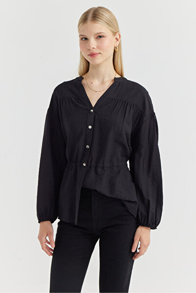 PAULMARK Kadın Hakim Yaka Belden Bağlamalı Gömlek