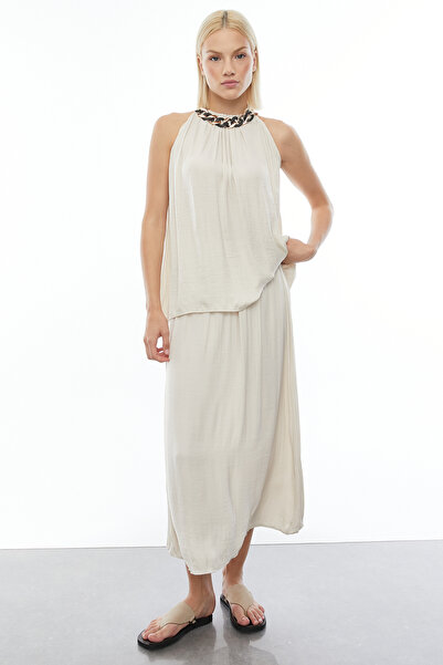 PAULMARK Fusta de damă cu talie elastică cu textura moale