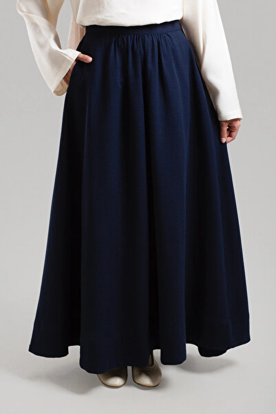 Lemaye Плисирана муселинова пола - тъмно синьо