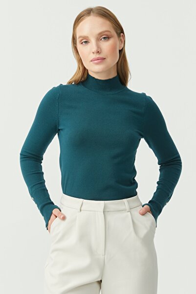 PAULMARK Γυναικείο πλεκτό πουλόβερ με λεπτομέρεια στο μανίκι και μισό ζιβάγκο