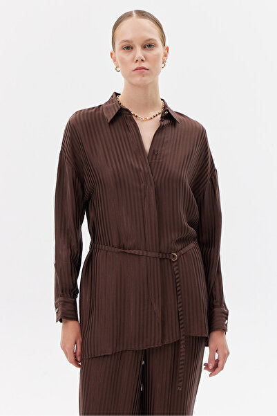 PAULMARK Γυναικείο σατέν πουκάμισο με αγκράφα D