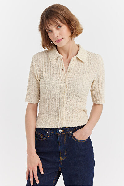 PAULMARK Cămașă cu mânecă scurtă texturată pentru femei