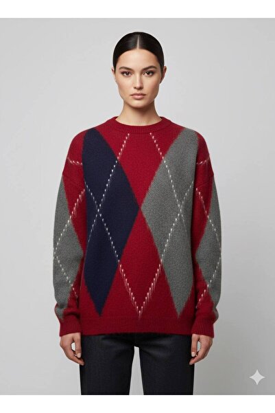 LECTUEL Oversize Baklava Pattern Bearded Knitwear Sweater