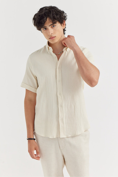 PAULMARK قميص رجالي ذو ملمس عادي