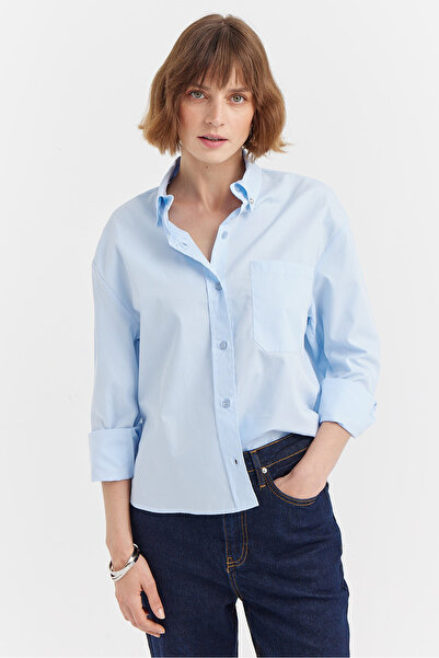 PAULMARK Γυναικείο βαμβακερό πουκάμισο με λεπτομέρεια τσέπης