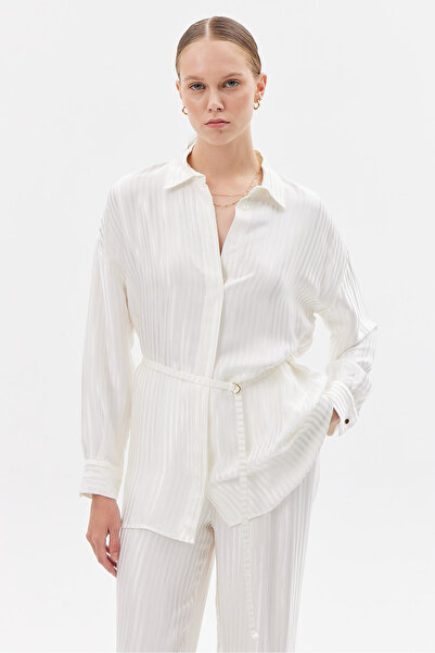 PAULMARK Women's D Buckle Satin Shirt