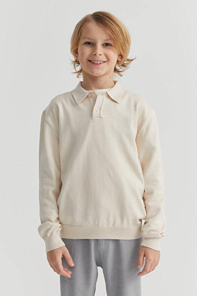PAULMARK Boy's Buttoned Polo Neck Knit Sweater