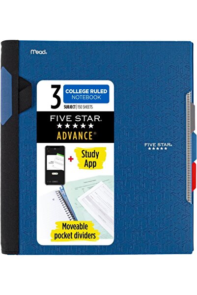 Generic Five Star Advance 3-Subject Spiral Notebook, College Ruled, 150 Sheets (300 Pages), 11 x 8.5 in, Pac