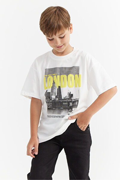 PAULMARK Μπλουζάκι με λεπτομέρεια εκτύπωσης με ανάγλυφο γράμμα για αγόρια