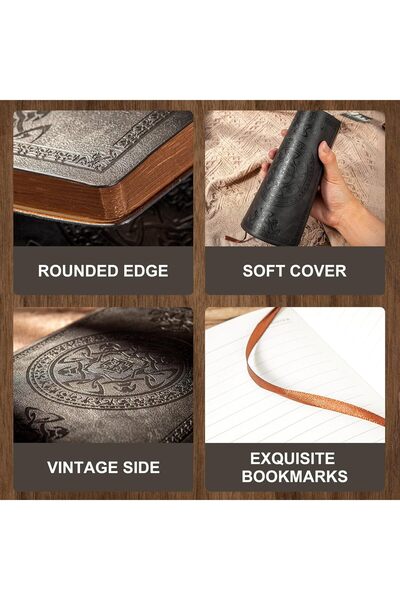 genernic Kaji Classic Men's Leather Journal Softcover, Ruled, 5.7 x 8.3 in, Black, 296 Pages