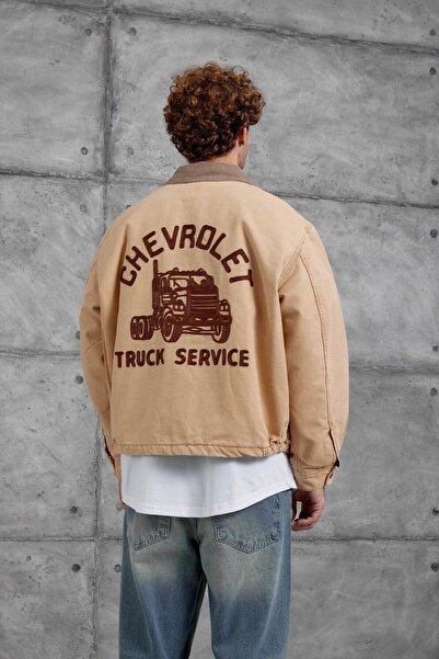 NOMARC Camel MMX TRACK SERVİCE ДЖИНСОВА КУРТКА З НАПИСОМ