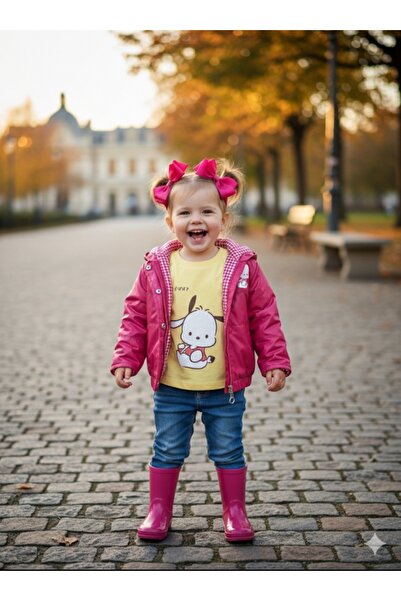 Anna Baby Girl-Child Hooded Pocket Zipper Closure Lined Raincoat Badi Woven Trousers Set