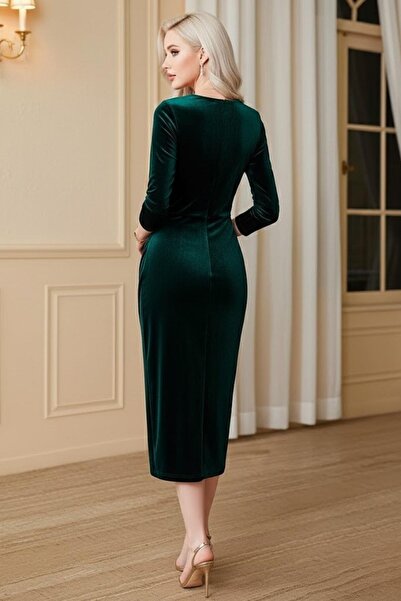 Mossta διπλό πέτο Φόρεμα με κορδόνι με λαιμόκοψη - Πράσινο