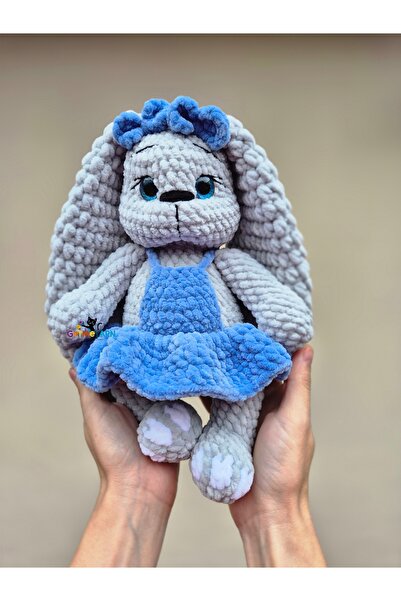 OEM Iepuraș de pluș croșetat manual – Jucărie de pluș cu rochie colorată | Cadoul perfect pentru copii