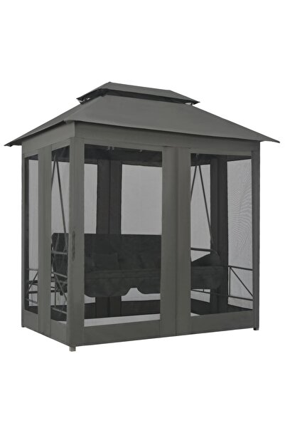 vidaxl Outdoor Convertible Swing Bench with Canopy Anthracite 220x160x240 cm Steel