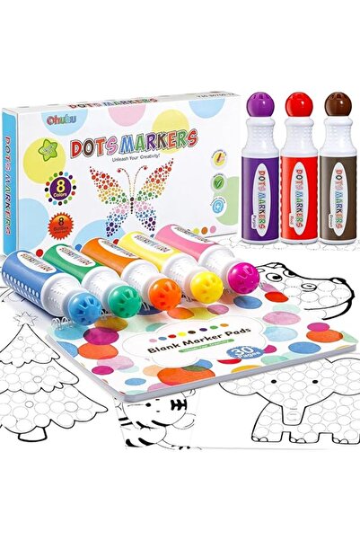 Ohuhu أقلام تحديد للأطفال: قلم تحديد نقطي قابل للغسل، 8 ألوان، للأطفال (3 سنو...