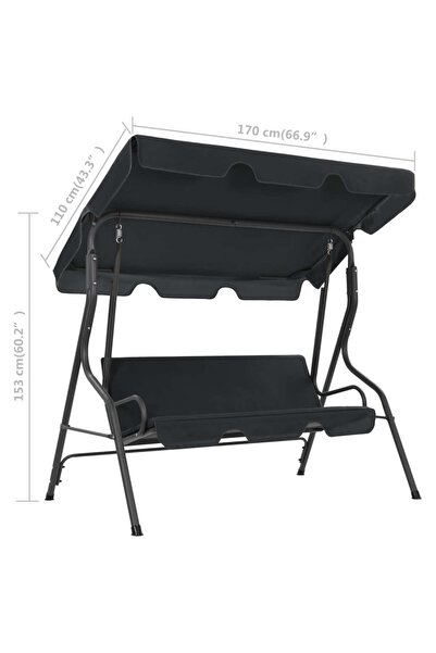 vidaxl Garden Swing Bench Anthracite 170x110x153 cm