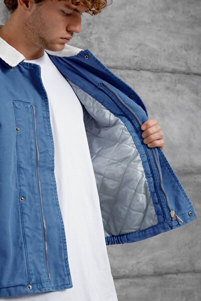 NOMARC Синя MMX TRACK SERVİCE ДЖИНСОВА КУРТКА З НАПИСОМ