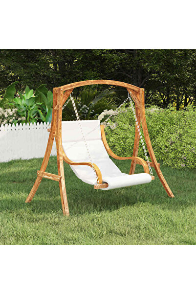 vidaxl كرسي أرجوحة بدون إطار أرجوحة مع وسادة خشبية منحنية