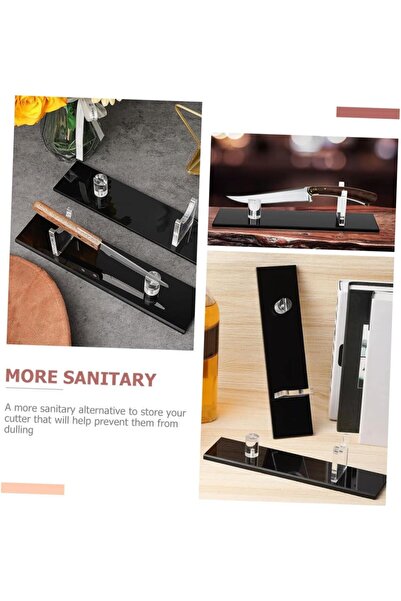 Slasa Transparent Cutter Holder Acrylic Display Rack for Kitchen 26.7x6.4x6.4 cm