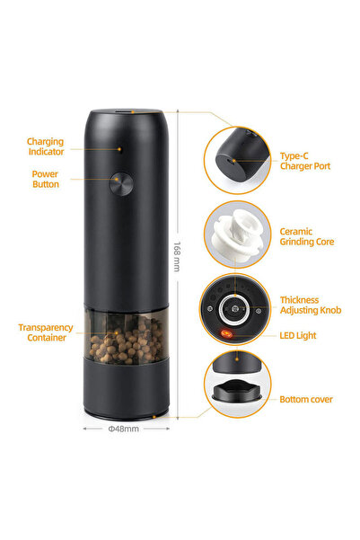 HALAMODO Electric Grinder for Pepper Salt Spice Coffee 0.05 kg 15.0 W Grinder2202198 Black
