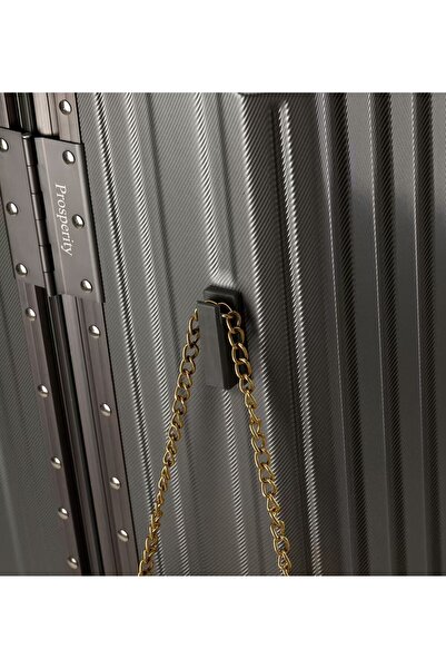 Prosperity High-End Travel Suitcase Aluminum Alloy Luggage with Four Universal Wheels - Black Set