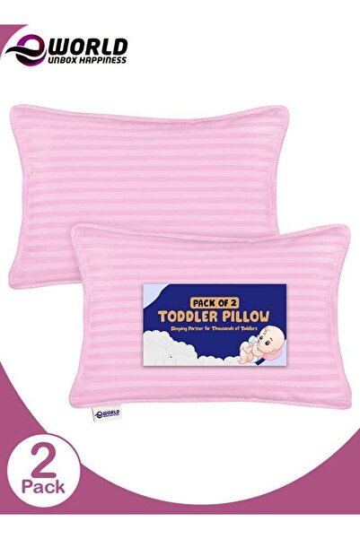 Eworld Toddler Baby Sleeping Pillows Pack of 2 - Cotton Blend Cover, Polyester Filling (Pink)