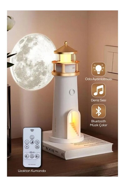Renvox Şarjlı Ay Projeksiyonlu Fener Lamba-2400 mAh– Uzaktan Kumandalı-Zamanl...