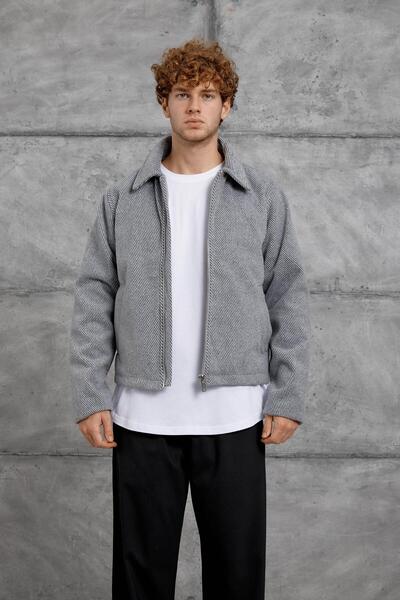 NOMARC Γκρι μπουφάν με ρίγες Mrk