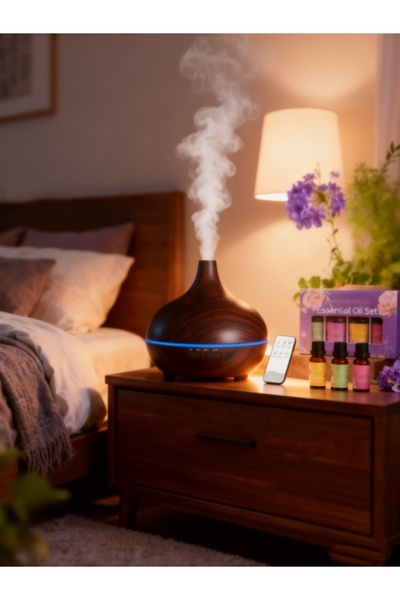 erorex Aroma diffuser (includes 4 bottles of essential oil), with LED light and remote control