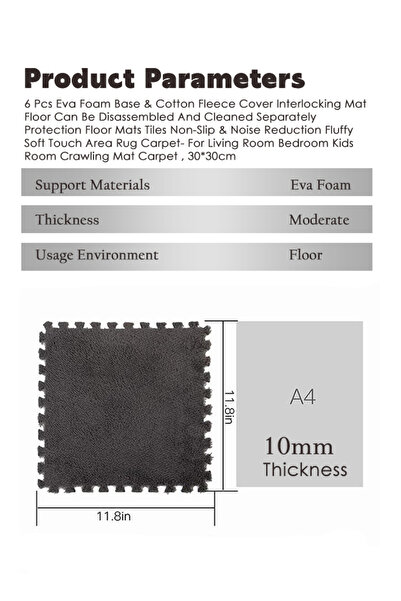 Generic 12Pcs Interlocking Foam Mats Carpet Tiles Plush Area Rug Floor Tiles Soft Baby Playmat Puzzle