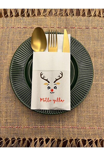 kidspartim مناديل جيب كانجارو لرأس السنة الجديدة مطبوع من Geyik Happy New Yea...