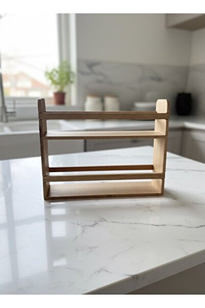 Kitchen Life 13 Piece Glass Spice Jar Set with Wooden Stand and Acacia Lid 120 ml 12 Pieces + 1 Spice Jar Set