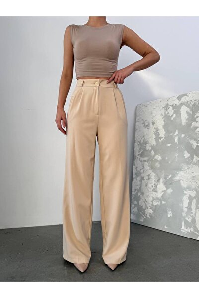 MIZUKI High Waist Half Elastic Palazzo Pants