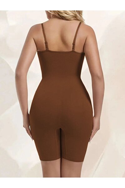 MİSTİRİK Larix Model Extra Shaping / Sculpting Extra Firming Full Length Jumpsuit Corset Brown Color