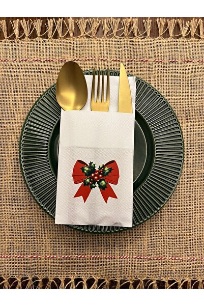 kidspartim مناديل عيد الميلاد الأنيقة ذات اللون الأحمر مطبوع مناديل جيب على ش...