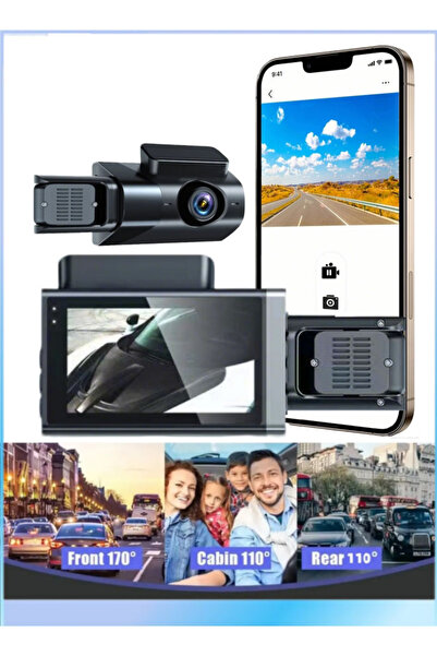 Generic مسجل فيديو رقمي للسيارات بثلاث كاميرات، مسجل ركن السيارة بزاوية 360 د...