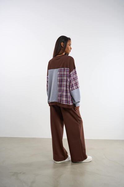 HANIQA Σετ αθλητικής φόρμας καρό συνδυασμός υφασμάτων |   44-50